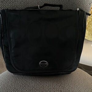 Coach Black Men's Toiletry Bag with Signature Jacquard